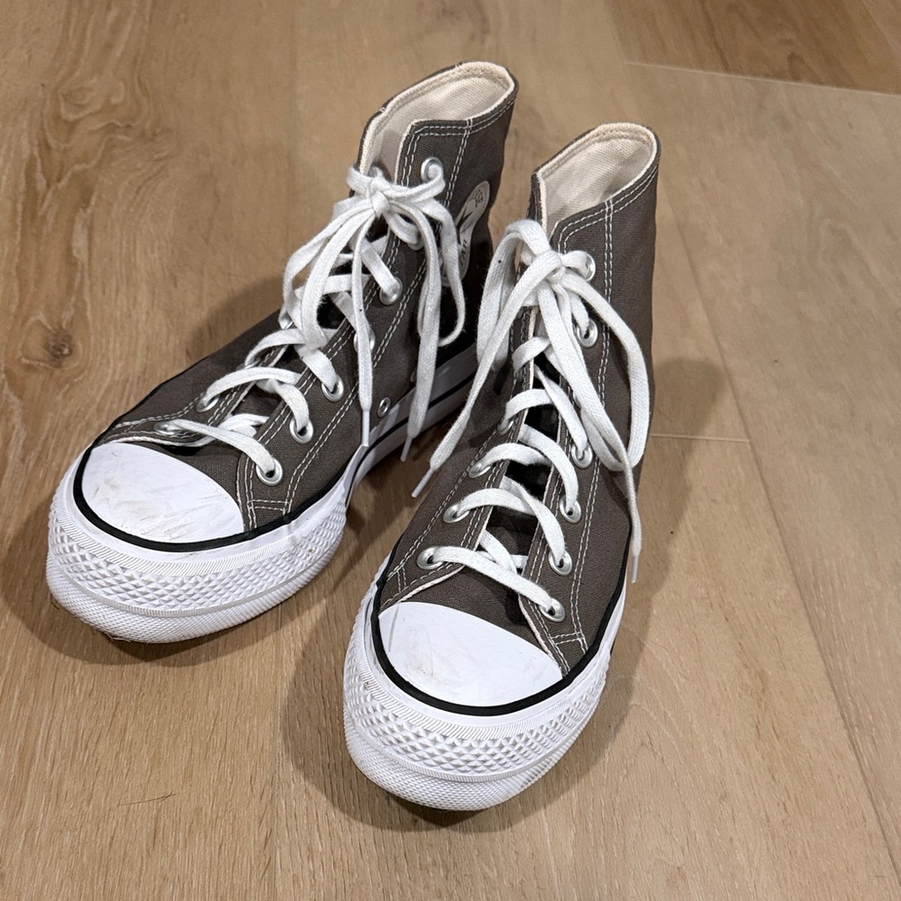 Converse Brown High-Top Sneakers with White Accents